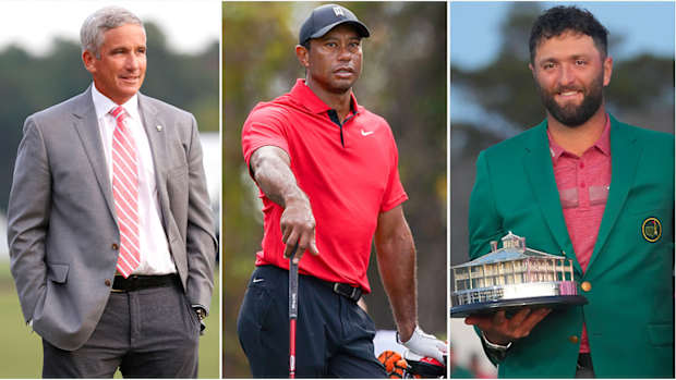Jay Monahan, Tiger Woods, Jon Rahm